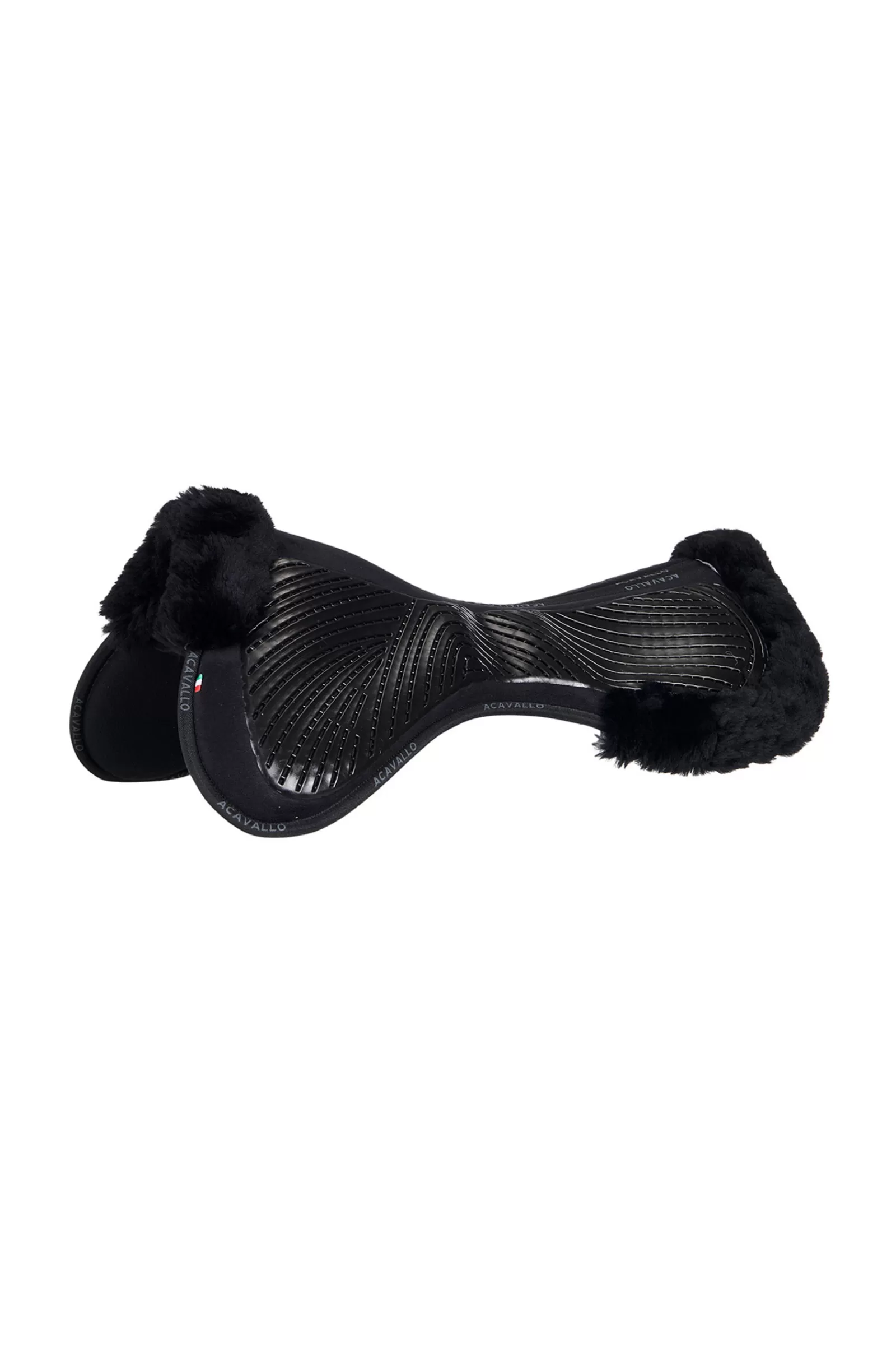 Hot acavallo Close Contact Gel & Memory Foam Zadelonderlegger Met Schapenvacht Black/Black