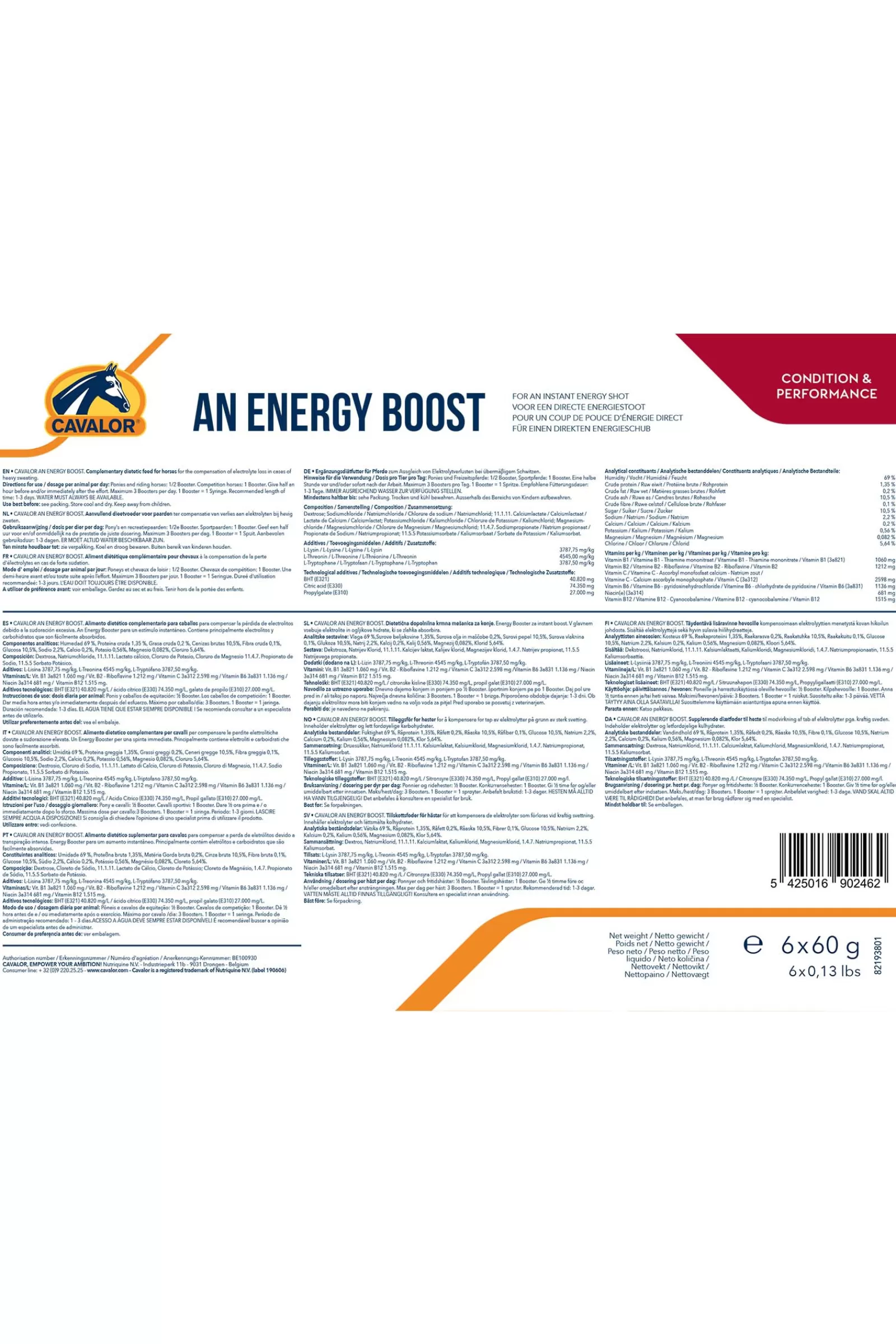 Discount cavalor An Energy Boost (6 Syringes X 60 G) Niet Gespecificeerd