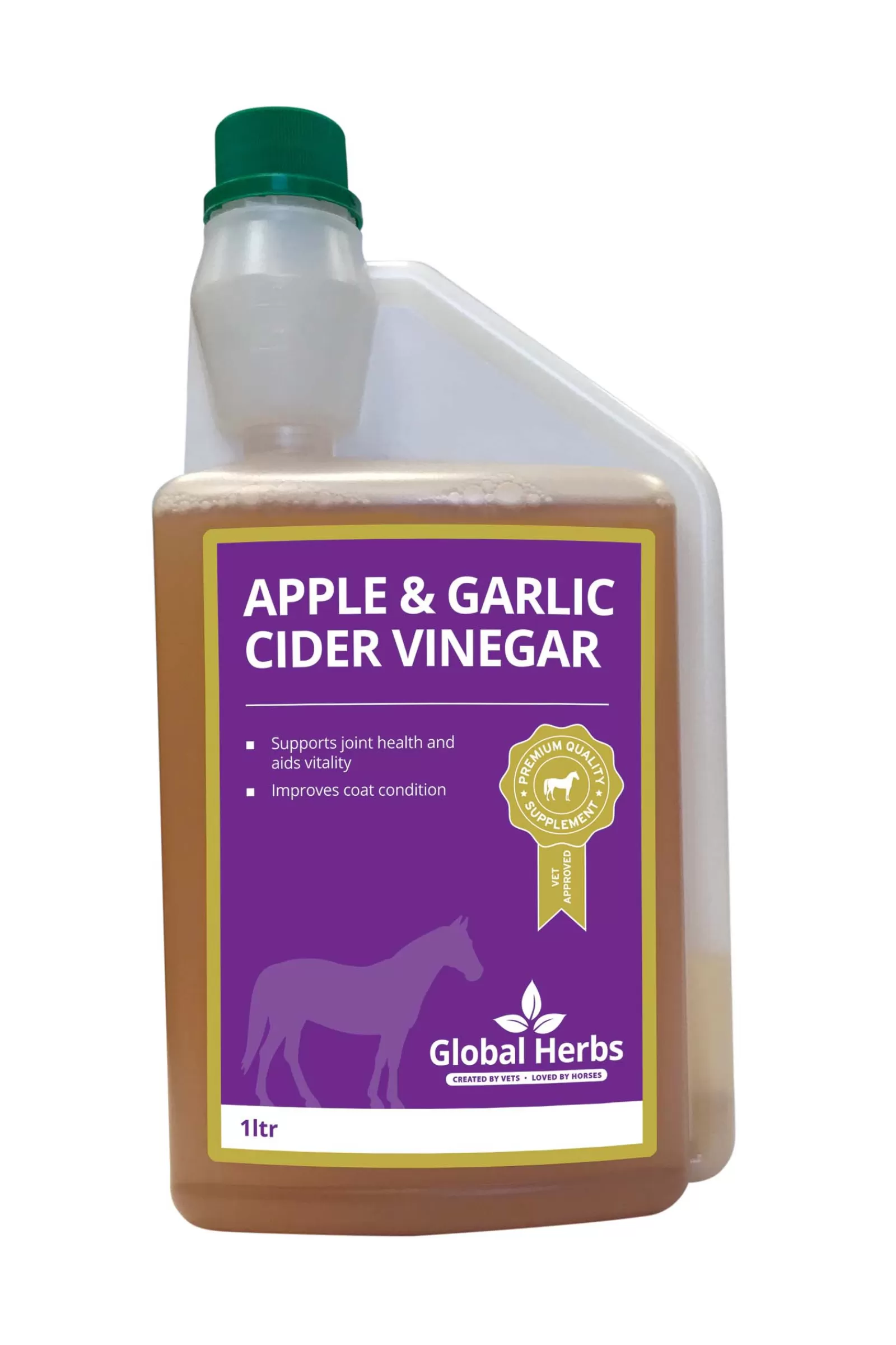 Sale globalherbs Global Herbs Appel & Knoflook Appelazijn, 1 Liter - Voor Paarden Niet Gespecificeerd