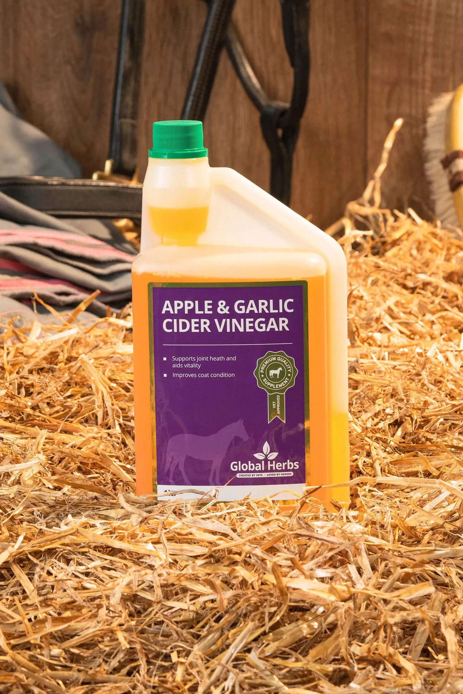 Sale globalherbs Global Herbs Appel & Knoflook Appelazijn, 1 Liter - Voor Paarden Niet Gespecificeerd